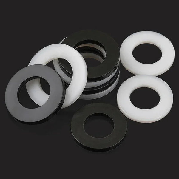 500pcs nylon flat washer assortment set in black and white for M2 to M24 screws