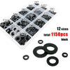 Black nylon plastic washers kit with 1150pcs in storage box