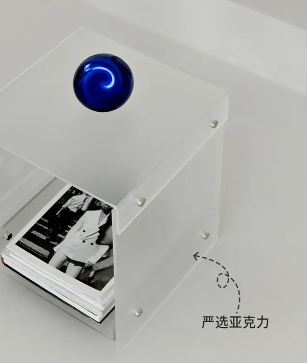 Orange acrylic coffee table with shelf in vibrant color