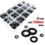 Labeled plastic storage box with sorted nylon washers assortment