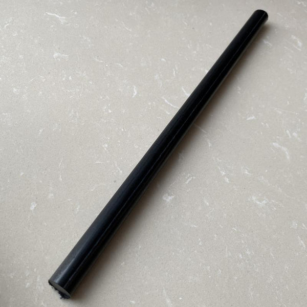 Size comparison of black PA6 nylon rods from 10mm to 30mm diameter