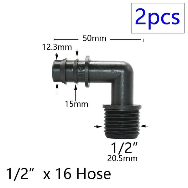 Bottom view of irrigation hose adapter showing thread depth