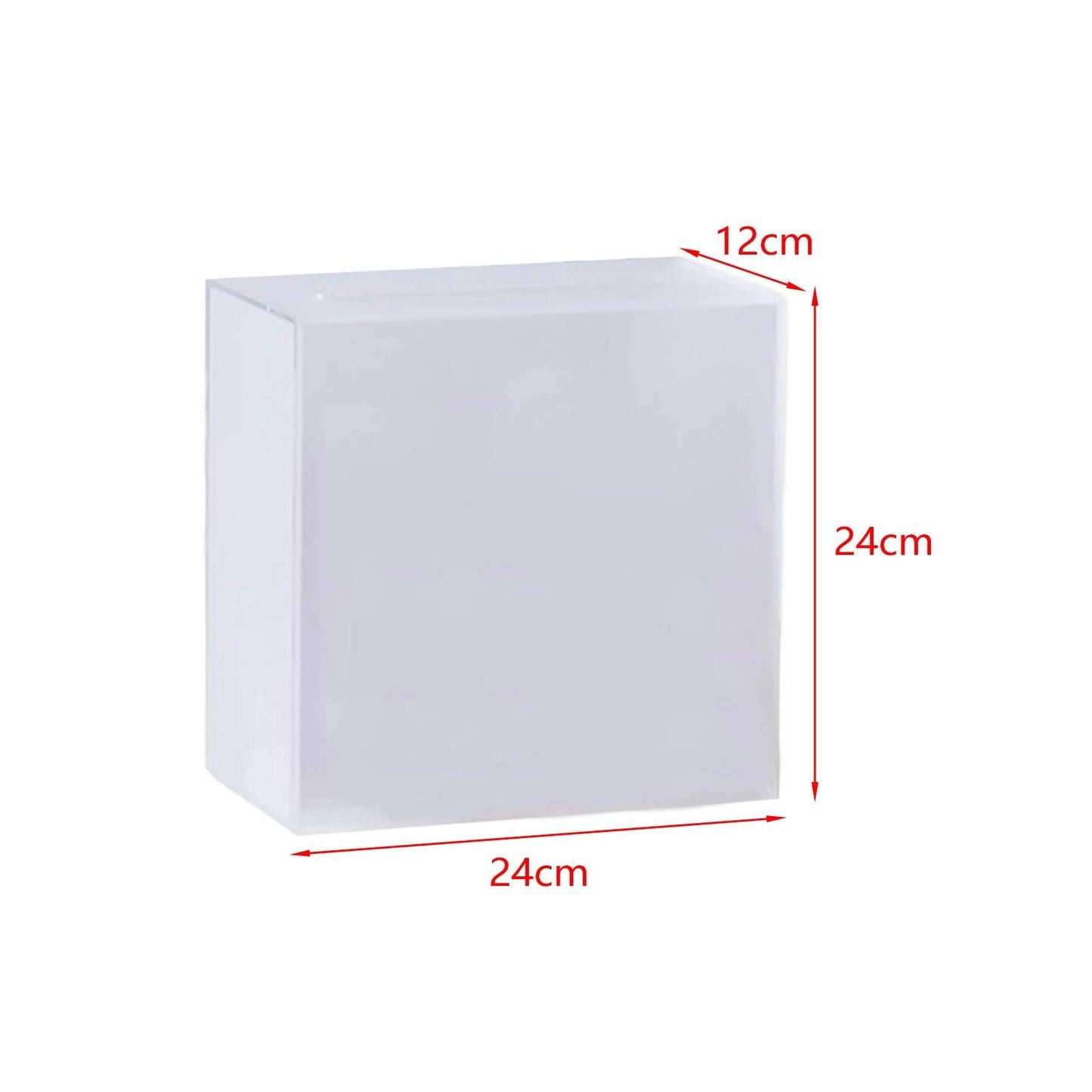 Close-up of engraved text on personalized clear acrylic card box