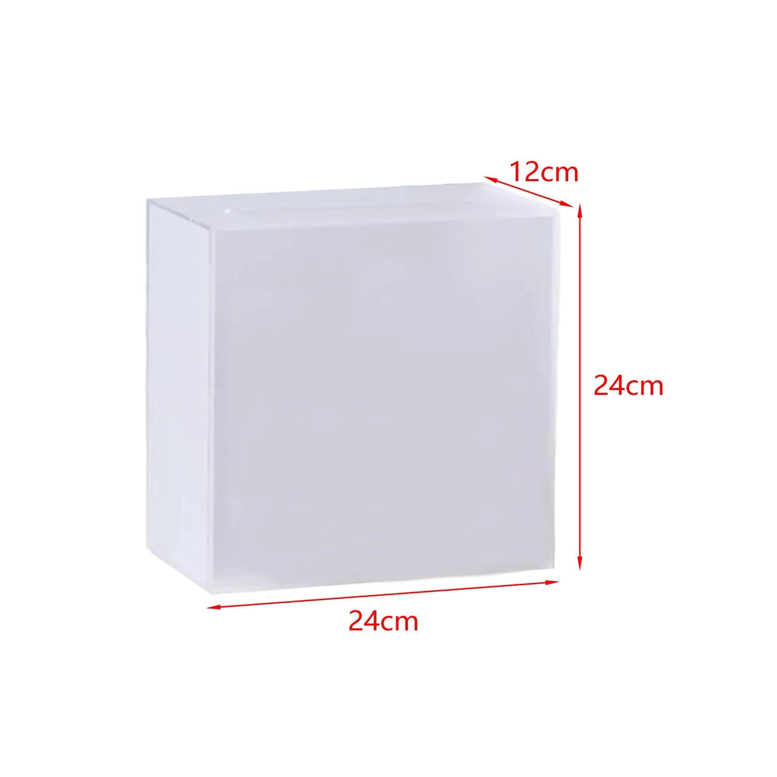 Close-up of engraved text on personalized clear acrylic card box