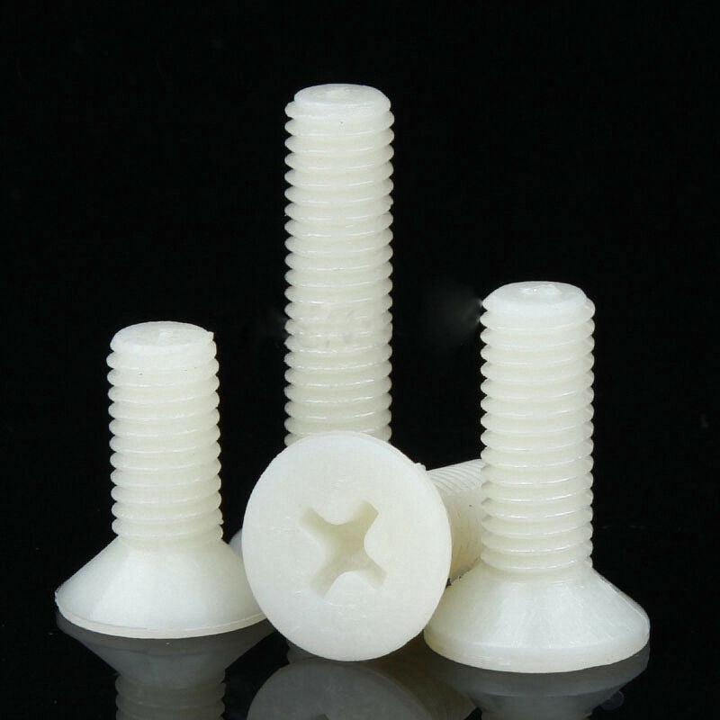 Nylon screws size chart from 5mm to 40mm with inch conversion