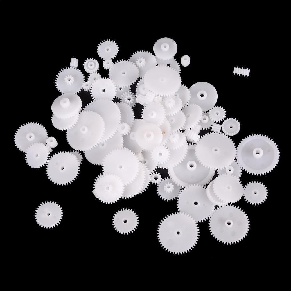 DIY robotics gear kit with couplings and pulleys for Arduino projects