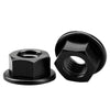 Plastic hex flange nuts available in black and white color options