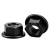 Plastic hex flange nuts available in black and white color options
