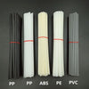 Color-coded plastic welding sticks for identifying ABS, PP, PE, and PVC materials