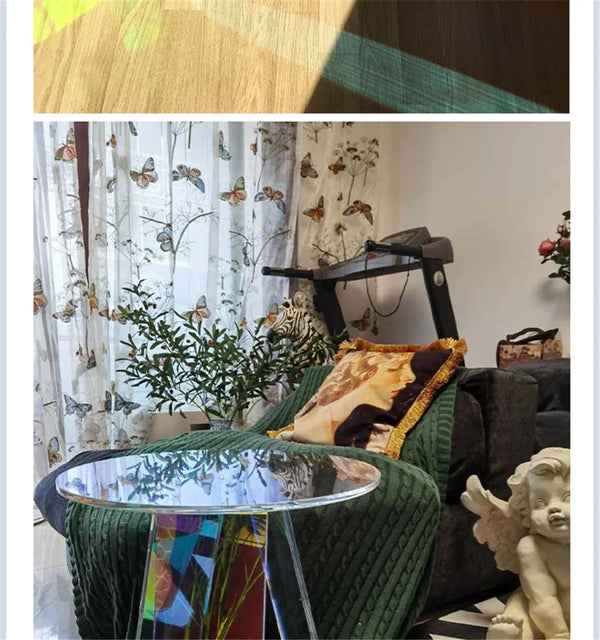 Polished edge of acrylic table showing crystal clear transparent finish