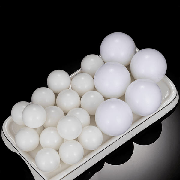 Close-up of Delrin equivalent POM plastic balls showing smooth surface finish