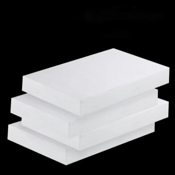 Multiple size options of white PTFE square plates from 50x50mm to 300x300mm