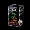 Reptile feeding box with open magnetic lid for easy access