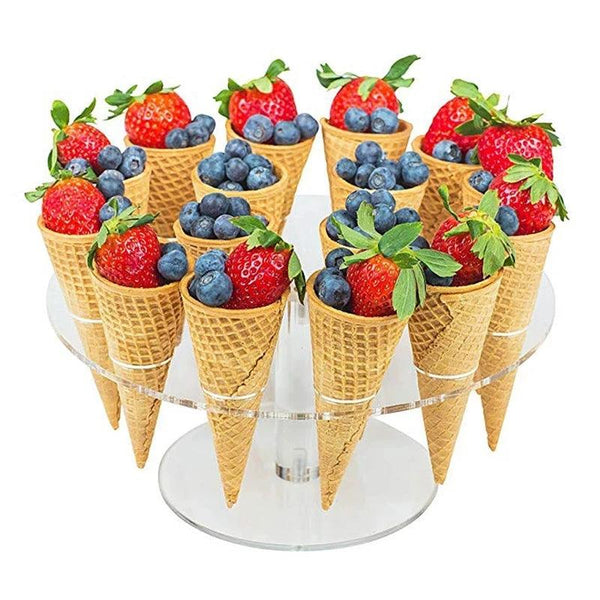 Top view of 16-hole acrylic dessert cone display stand