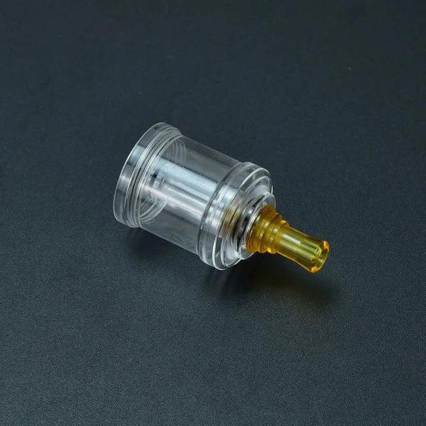 Side view of transparent PC and amber PEI vape tank tubes