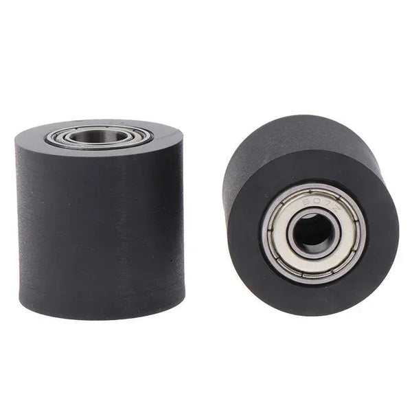 Front view of 30mm silent PU guide wheel with double bearings