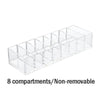 Acrylic organizer shown with ruler for size reference in inches and cm