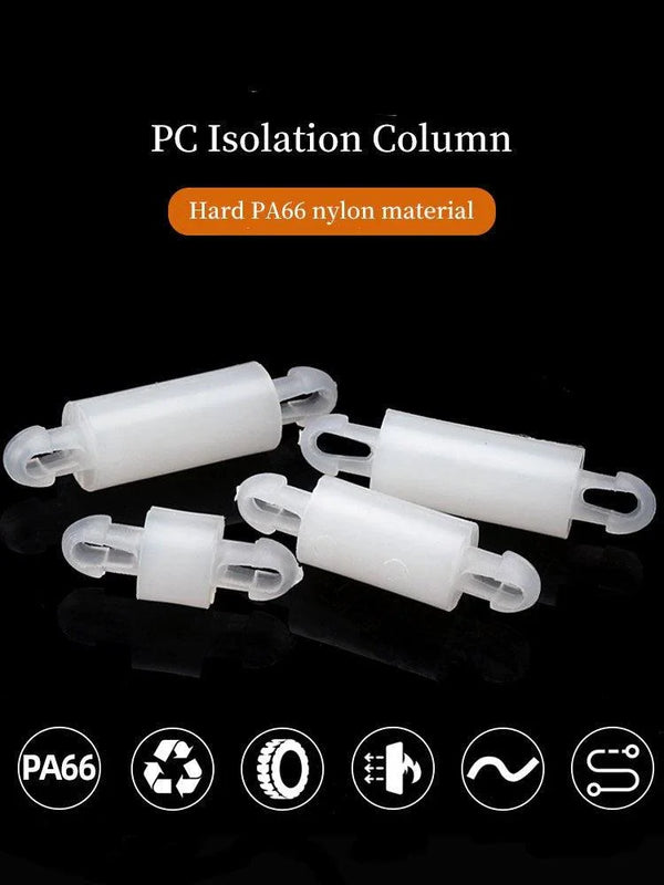 Full size range of nylon PCB standoffs from 2mm to 20mm with inch conversion