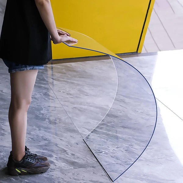 Smooth transparent PVC sheet surface with slight blue tint