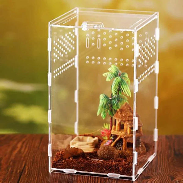 Magnetic door open view of nano spider enclosure – escape-proof design