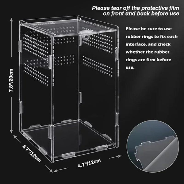 Stackable acrylic reptile enclosures in different sizes