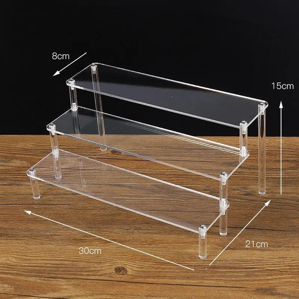 Polished Edges of Tiered Acrylic Rack