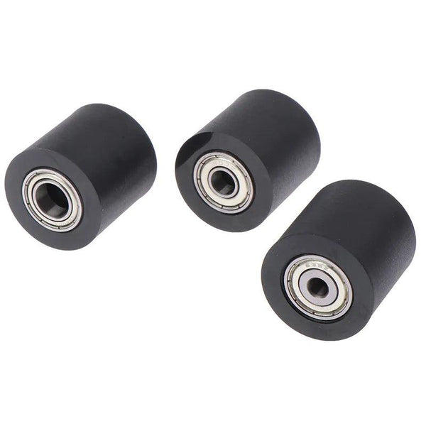 PU guide wheel installed on a cabinet track system