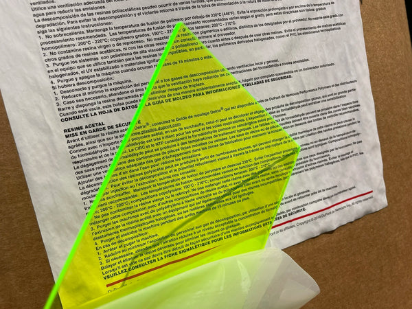 Translucent colored acrylic opacity level visual test