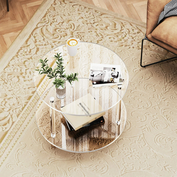 Close-up view of premium PMMA acrylic end table showing crystal clear transparency and smooth edges