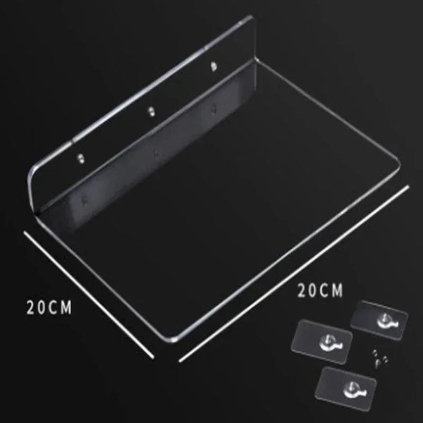 Top view of U-shaped acrylic wall shelf