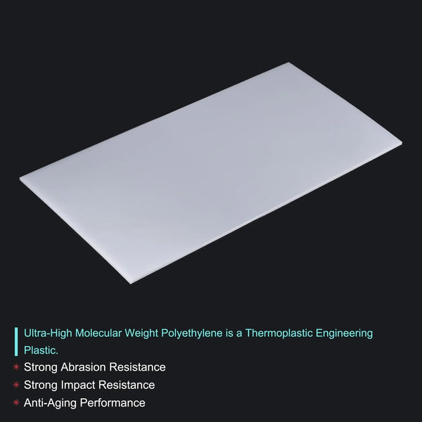 Close-up of 0.12 inch thick UHMW plastic sheet edge for wear-resistant applications