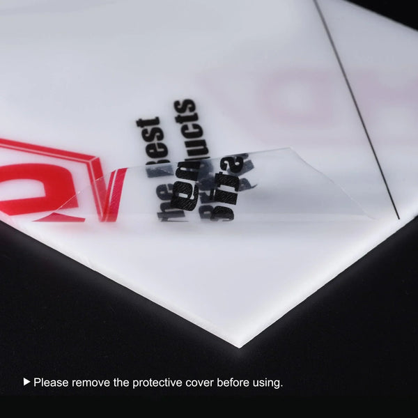 UHMW polyethylene sheet with labeled dimensions in inches and millimeters for clarity