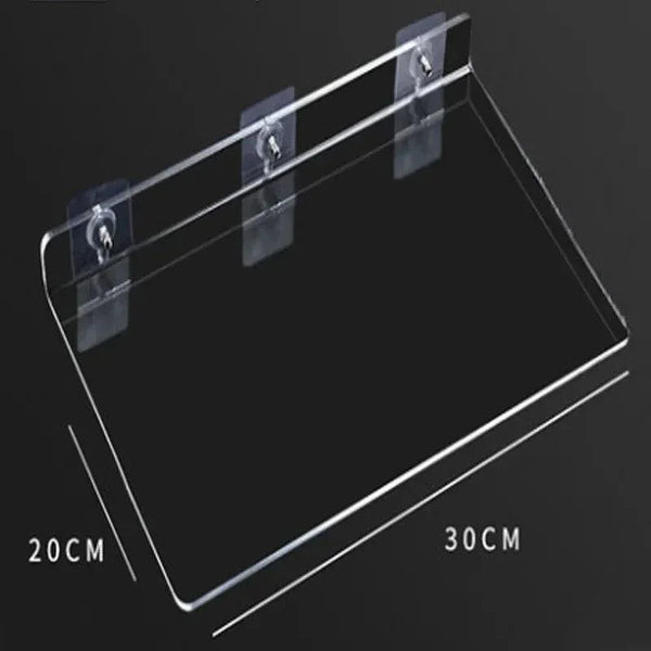 Acrylic shelf used for hallway or staircase wall display