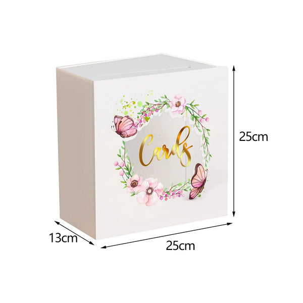 Acrylic card box components laid out before assembly