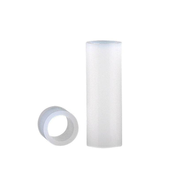 Close-up view of white nylon spacer tube – smooth hollow center