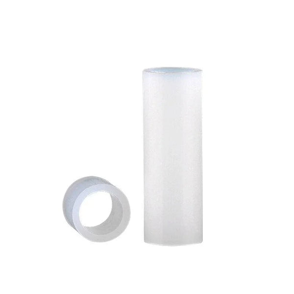 Close-up view of white nylon spacer tube – smooth hollow center