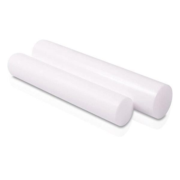 White PTFE rod full view – non-toxic Teflon plastic bar for machining and sealing