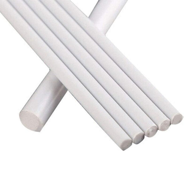 Smooth surface close-up of white PTFE rod – low friction, chemical resistant material