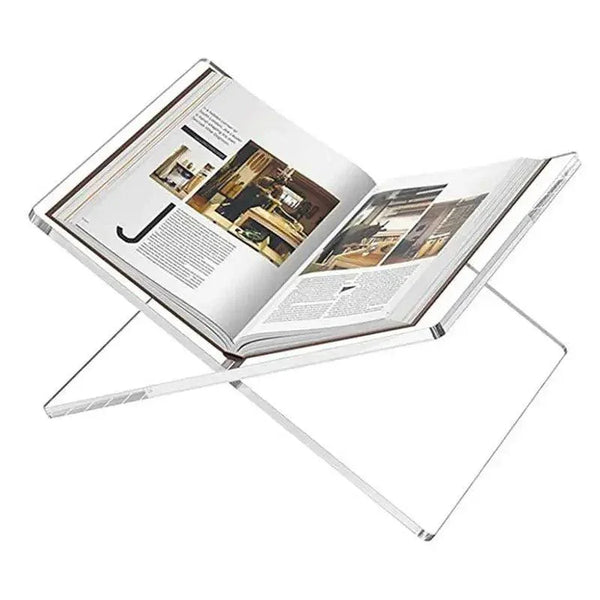 Dimensions of X Shaped Acrylic Book Stand - 9.84x5.59 inches
