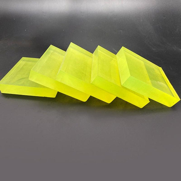 Yellow polyurethane die cutting pad 100x100x10mm front view