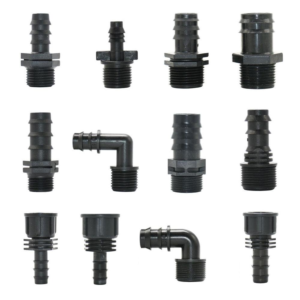 2-piece PE pipe connector adapter set with threaded and barb ends
