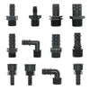 2-piece PE pipe connector adapter set with threaded and barb ends