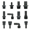 2-piece PE pipe connector adapter set with threaded and barb ends