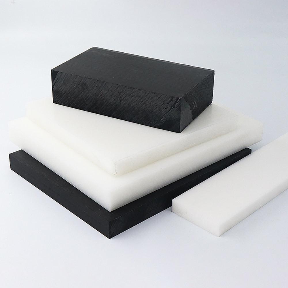 Black and white POM acetal plastic sheets in 300x300mm size for CNC cutting and DIY