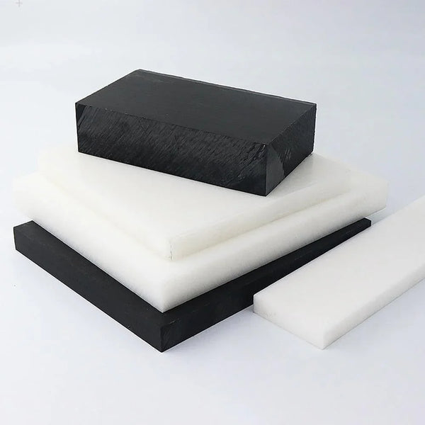 Black and white POM acetal plastic sheets in 300x300mm size for CNC cutting and DIY