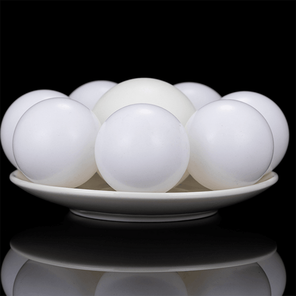 Assorted solid POM plastic balls from 2mm to 50.8mm in black, white, and clear