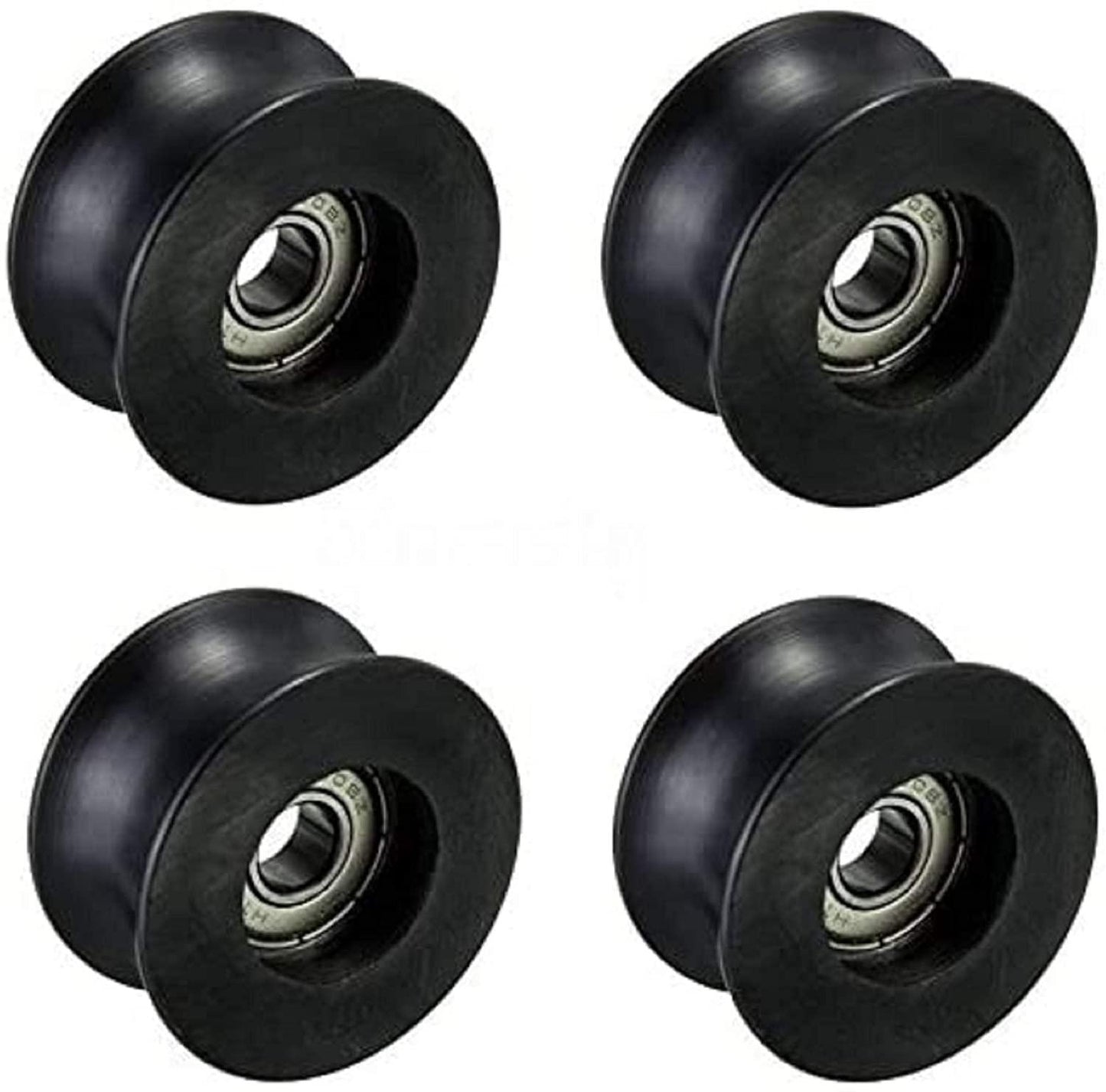 4-pack U-groove nylon pulley wheels with built-in bearings for sliding door systems