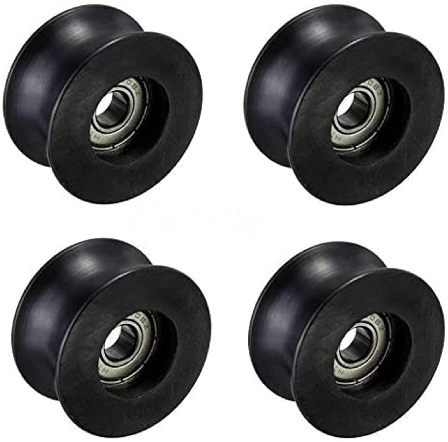4-pack U-groove nylon pulley wheels with built-in bearings for sliding door systems