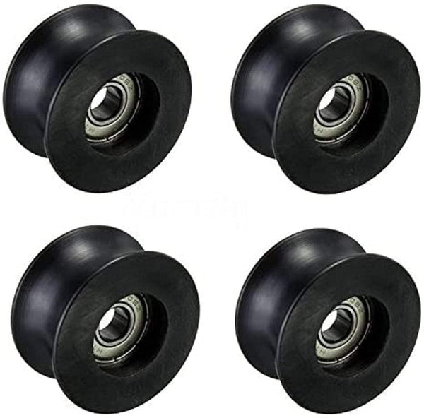 4-pack U-groove nylon pulley wheels with built-in bearings for sliding door systems