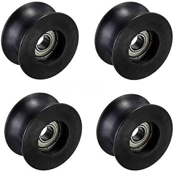 4-pack U-groove nylon pulley wheels with built-in bearings for sliding door systems